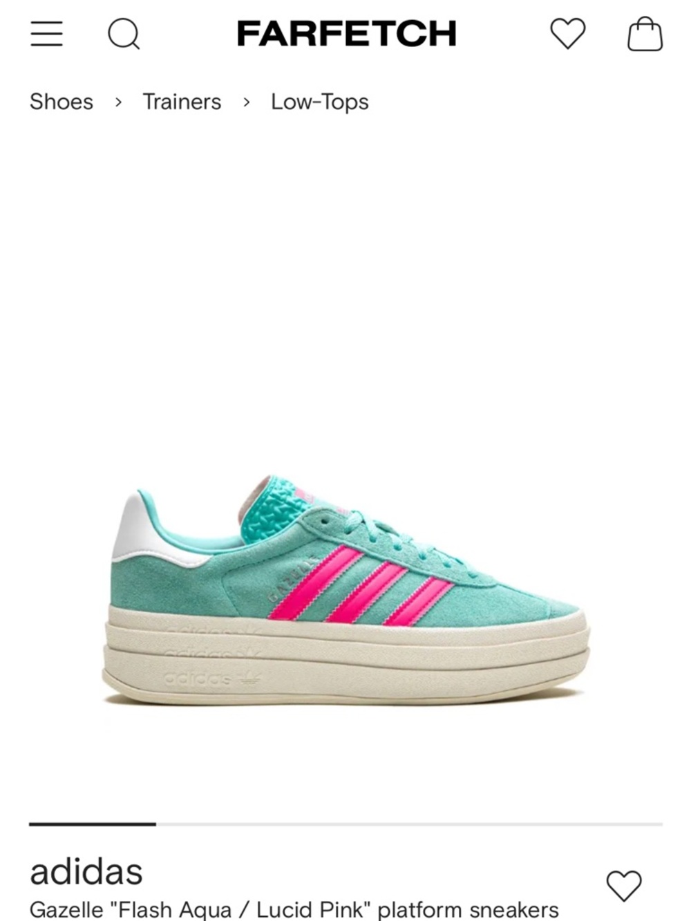 adidas Gazelle Platform Sneakers in Flash Aqua and Lucid Pink